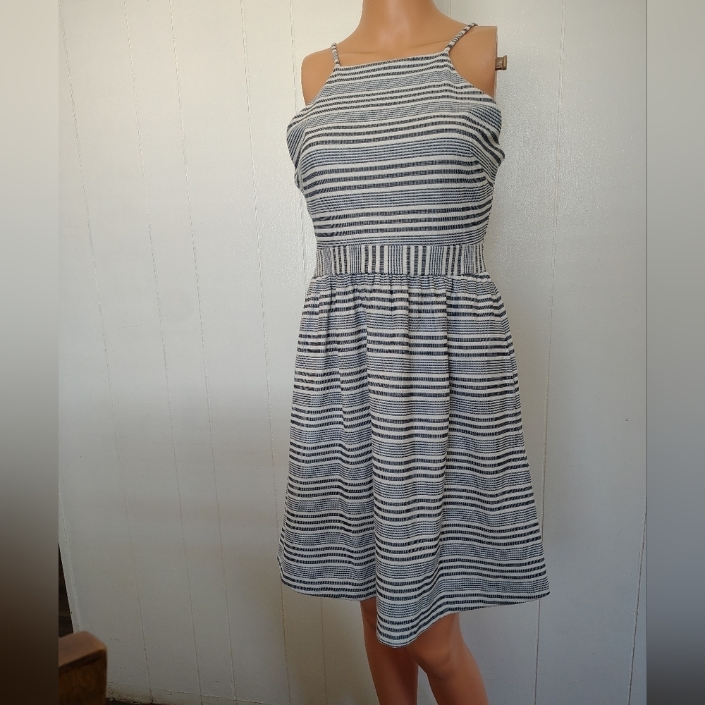 Banana Republic Navy and White Striped Midi Dress Size 6P